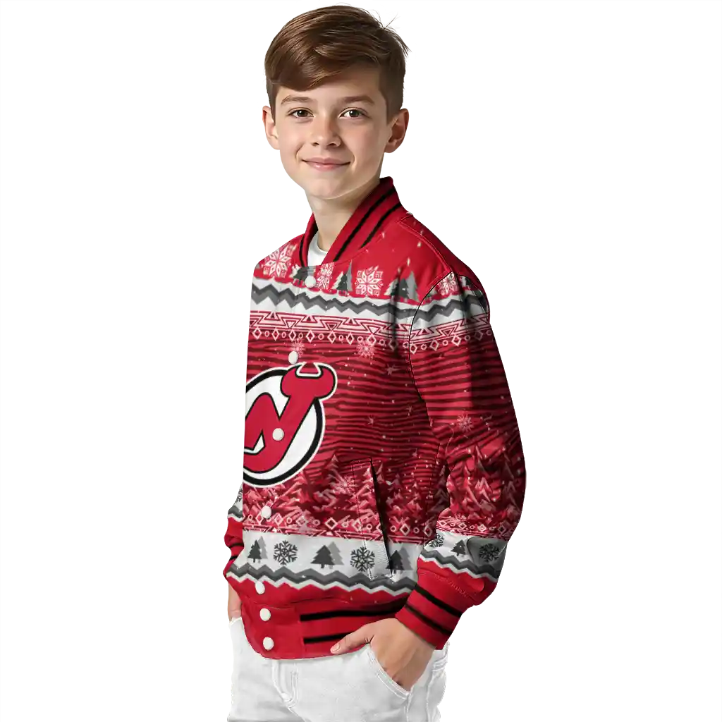 new jersey devils snowy pines red varsity jacket trendy new jersey devils snowy pines red varsity jacket trendy