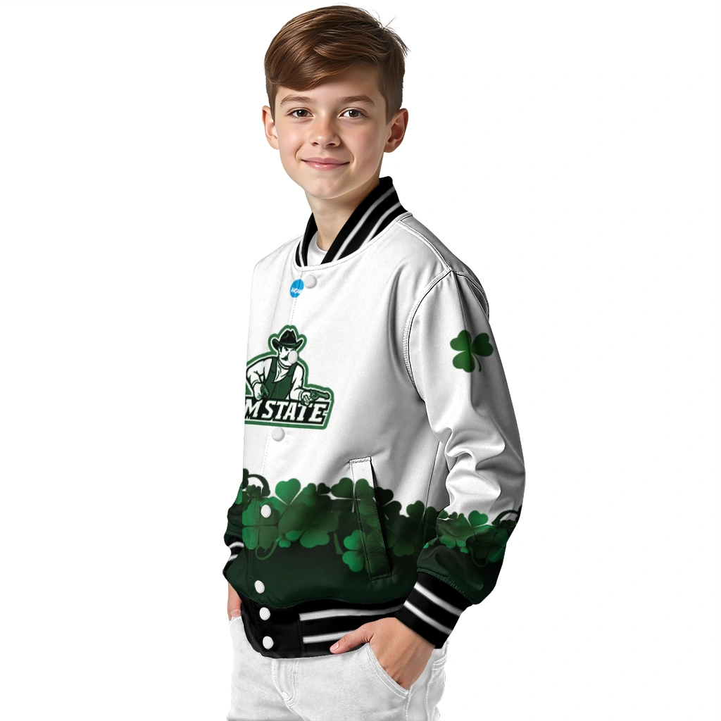 new mexico state aggies clovers pattern white green varsity jacket trendy new mexico state aggies clovers pattern white green varsity jacket trendy