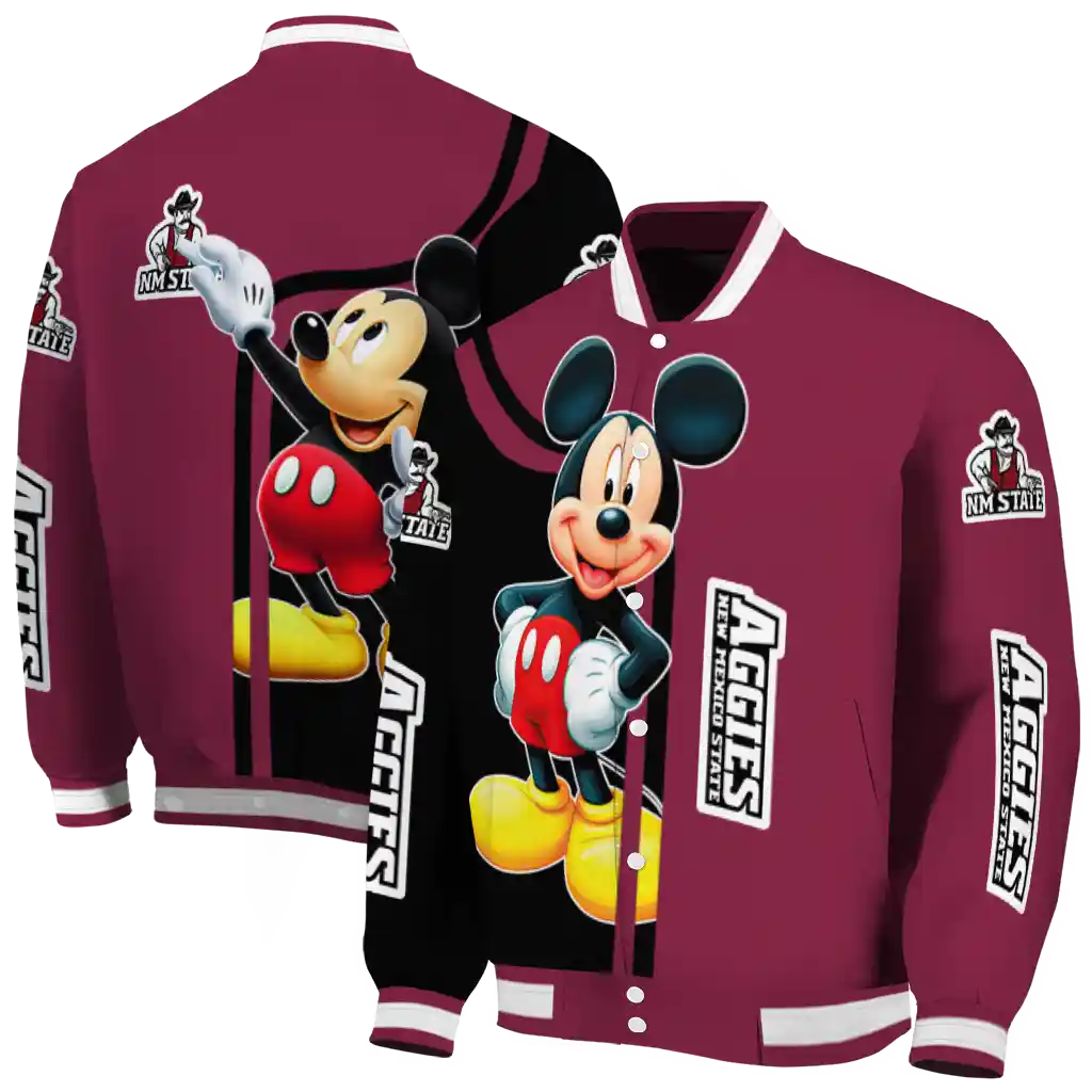 new mexico state aggies mickey mouse crimson varsity jacket fashion forward new mexico state aggies mickey mouse crimson varsity jacket fashion forward