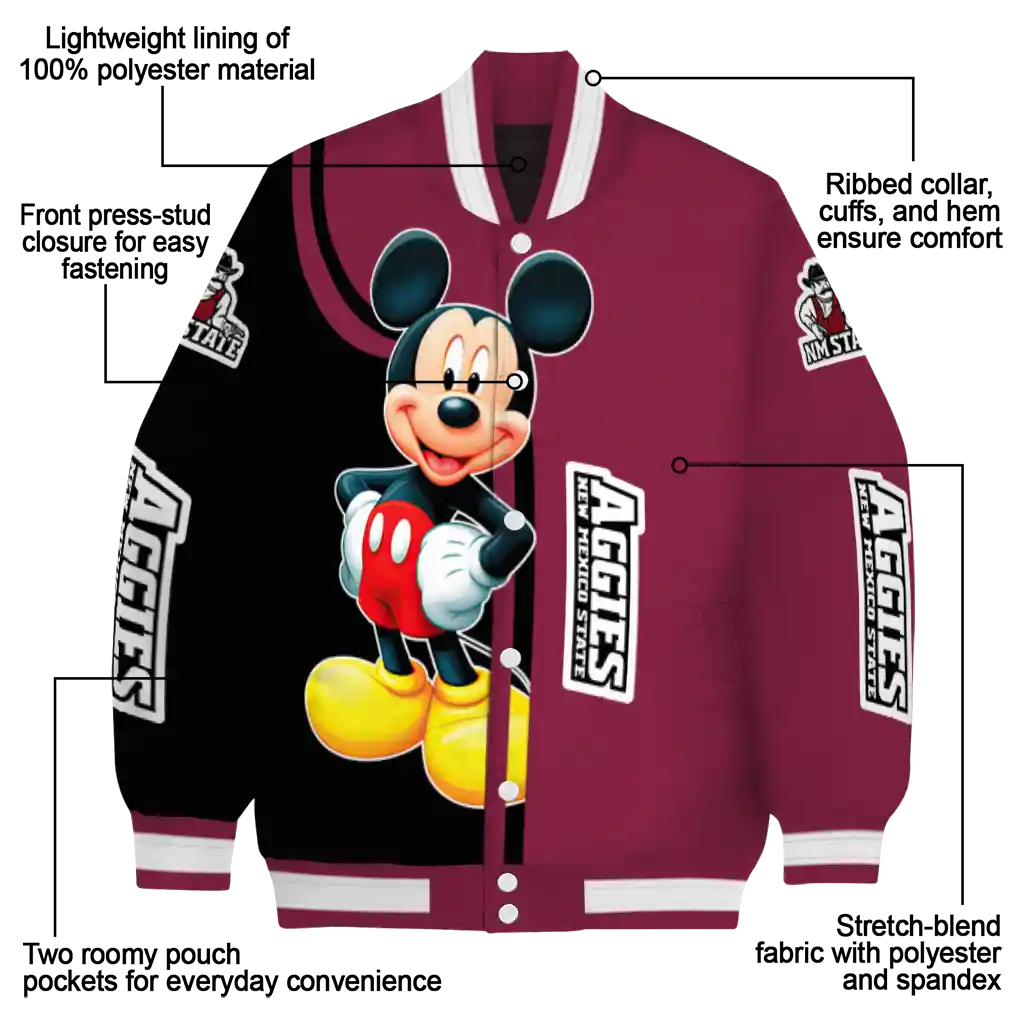 new mexico state aggies mickey mouse crimson varsity jacket new arrival new mexico state aggies mickey mouse crimson varsity jacket new arrival