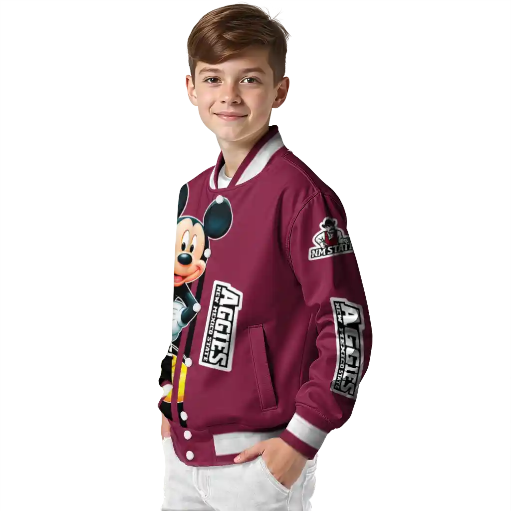 new mexico state aggies mickey mouse crimson varsity jacket trendy new mexico state aggies mickey mouse crimson varsity jacket trendy