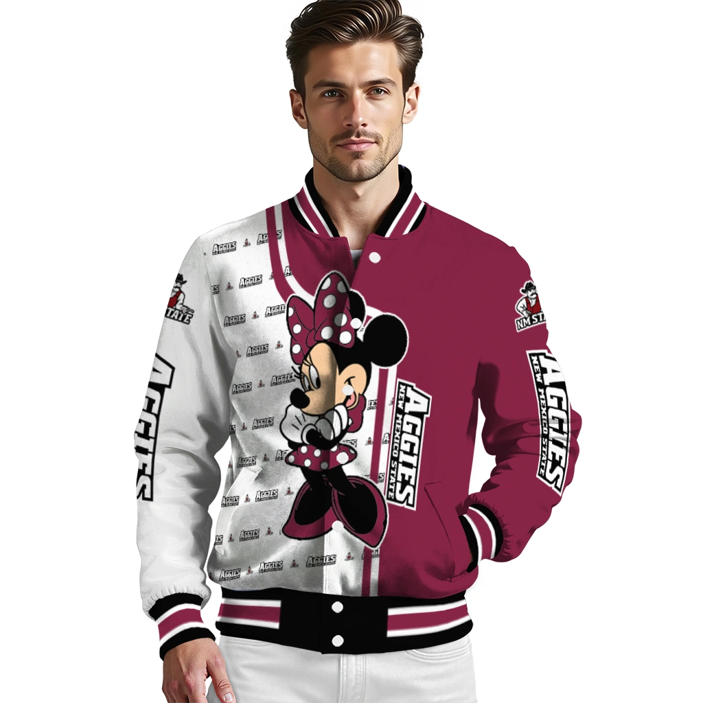 new mexico state aggies minnie mouse crimson varsity jacket high quality new mexico state aggies minnie mouse crimson varsity jacket high quality