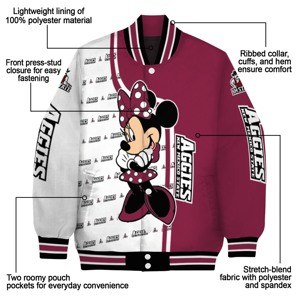 new mexico state aggies minnie mouse crimson varsity jacket new arrival new mexico state aggies minnie mouse crimson varsity jacket new arrival