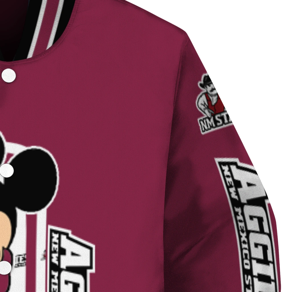 new mexico state aggies minnie mouse crimson varsity jacket premium grade new mexico state aggies minnie mouse crimson varsity jacket premium grade