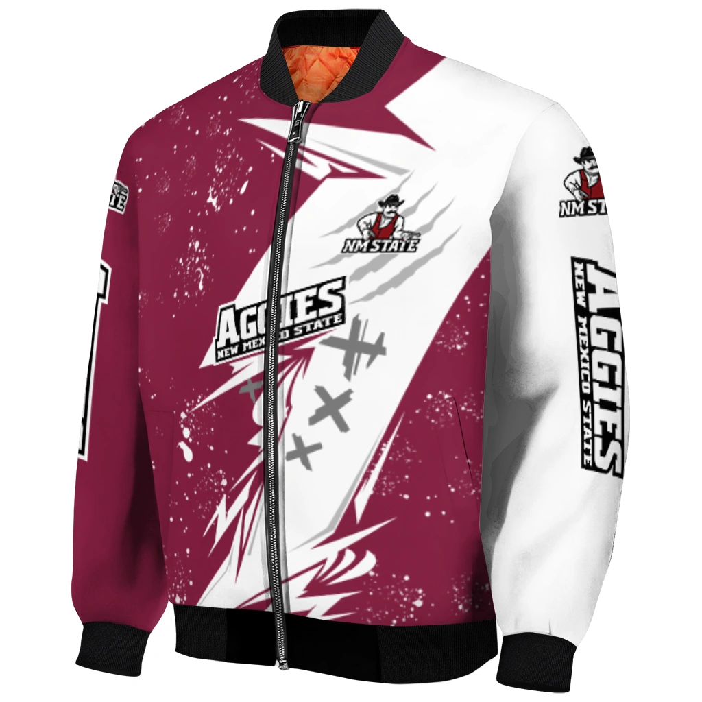 new mexico state aggies ripped bolt crimson white bomber jacket fashion forward new mexico state aggies ripped bolt crimson white bomber jacket fashion forward