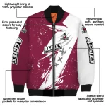new mexico state aggies ripped bolt crimson white bomber jacket best selling