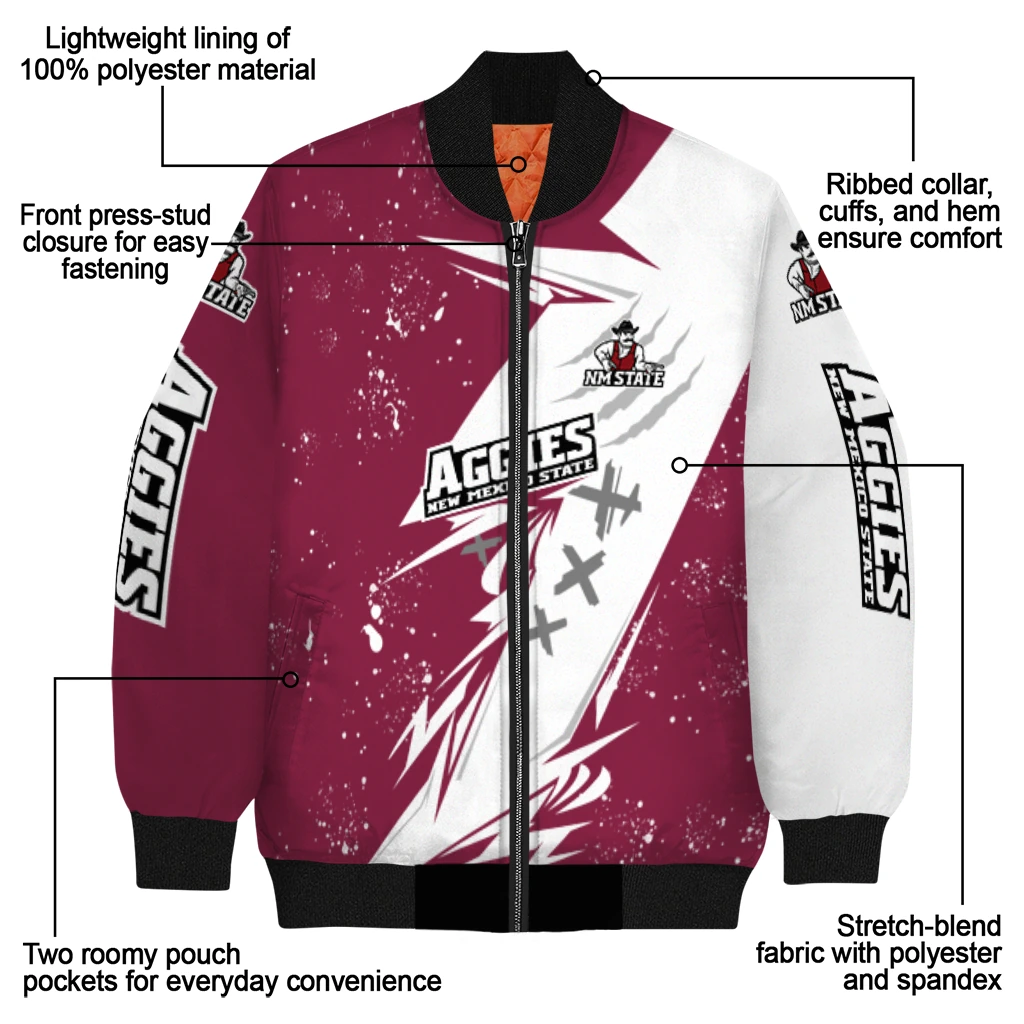 new mexico state aggies ripped bolt crimson white bomber jacket new arrival new mexico state aggies ripped bolt crimson white bomber jacket new arrival