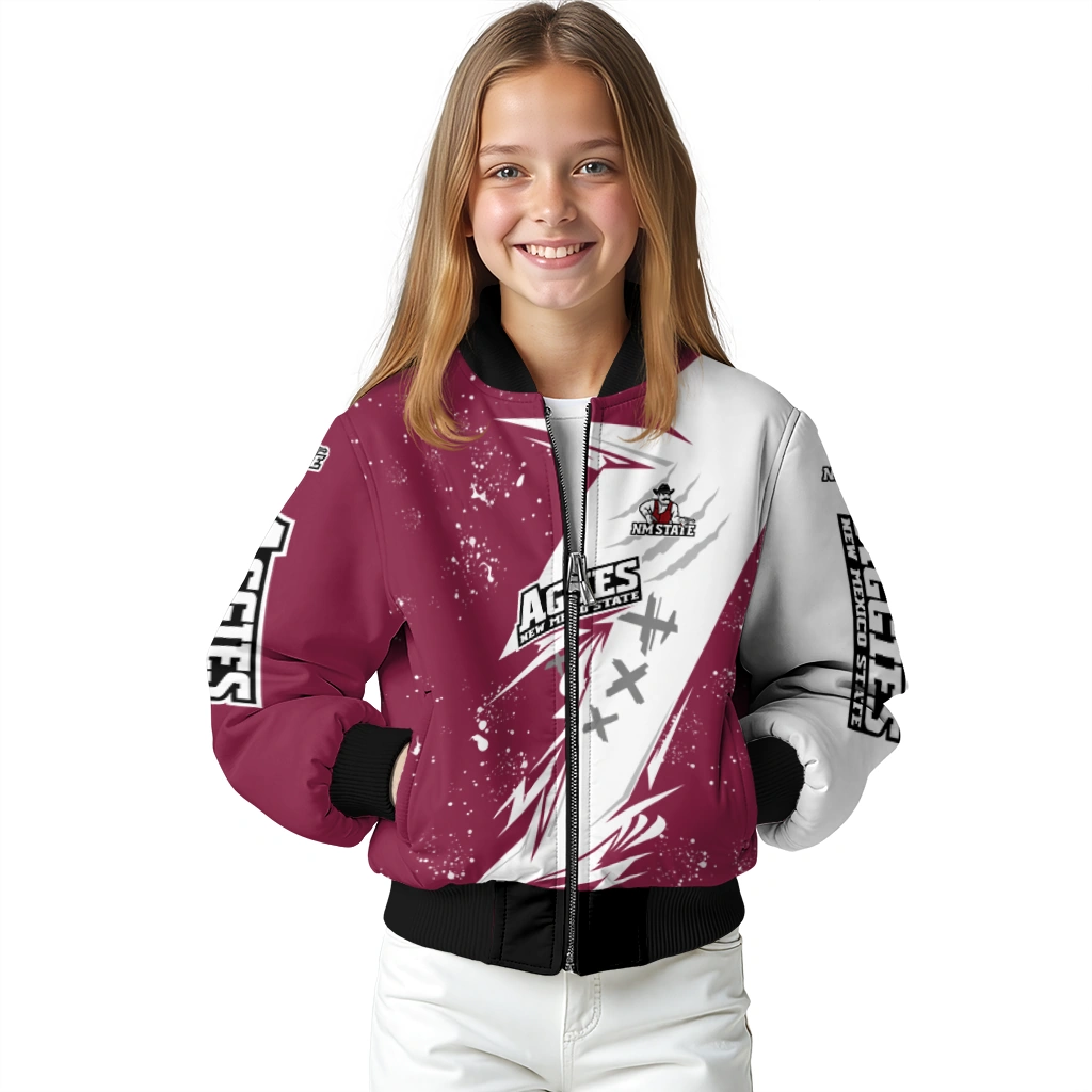 new mexico state aggies ripped bolt crimson white bomber jacket top rated new mexico state aggies ripped bolt crimson white bomber jacket top rated