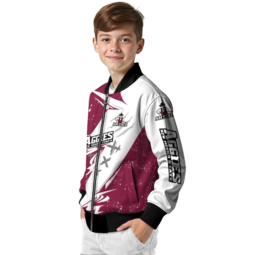 new mexico state aggies ripped bolt crimson white bomber jacket trendy new mexico state aggies ripped bolt crimson white bomber jacket trendy