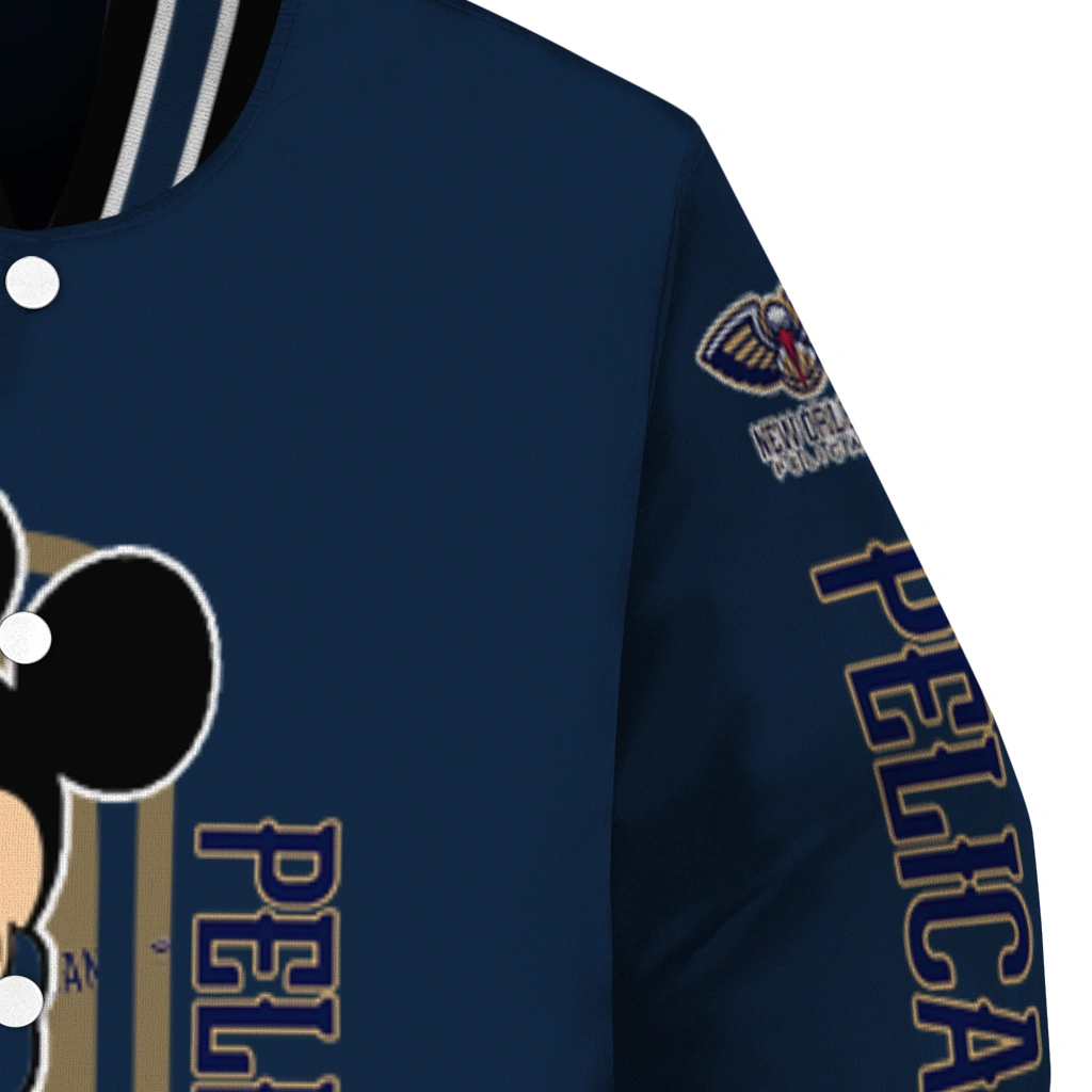 new orleans pelicans minnie mouse navy varsity jacket premium grade new orleans pelicans minnie mouse navy varsity jacket premium grade
