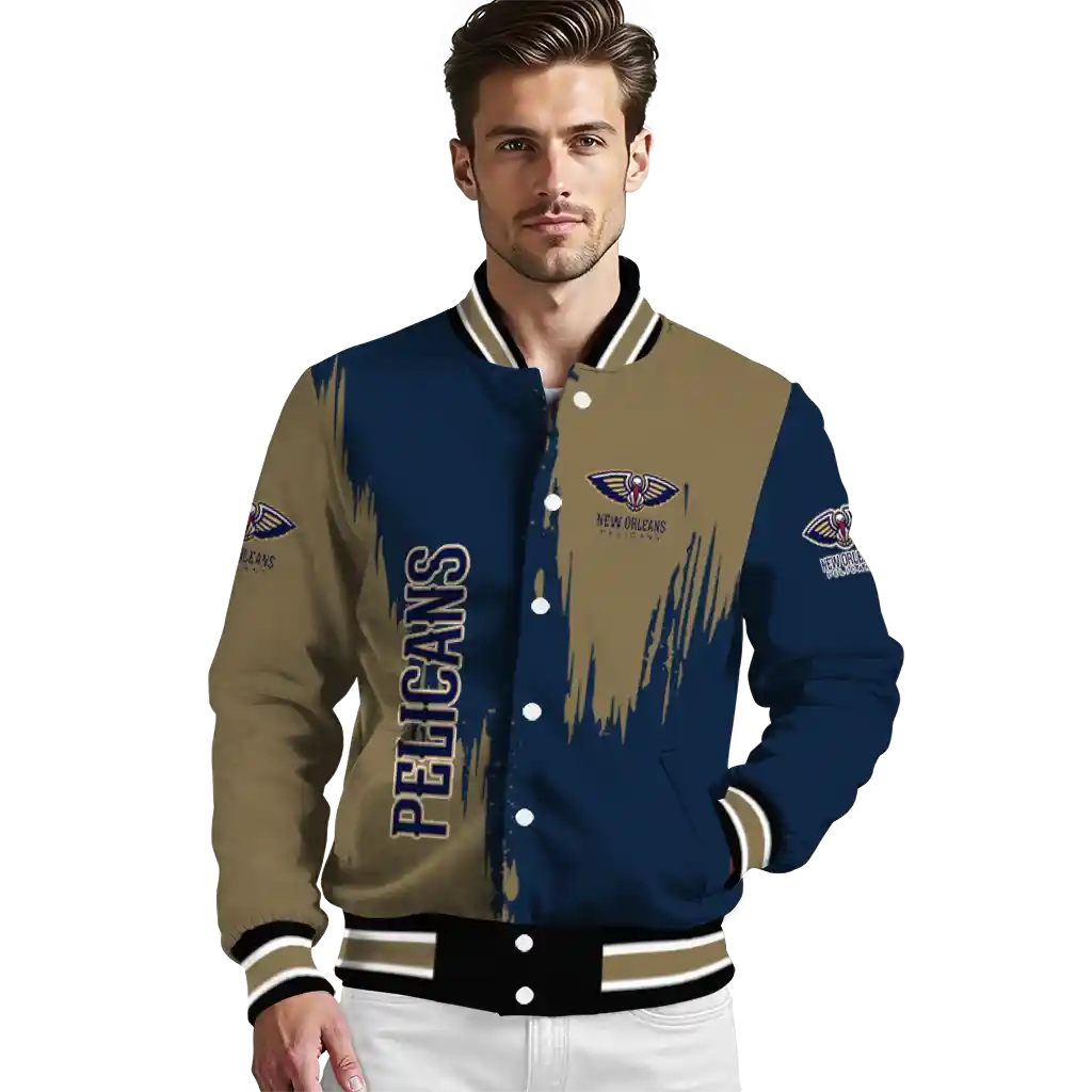 new orleans pelicans urban mark navy varsity jacket high quality new orleans pelicans urban mark navy varsity jacket high quality