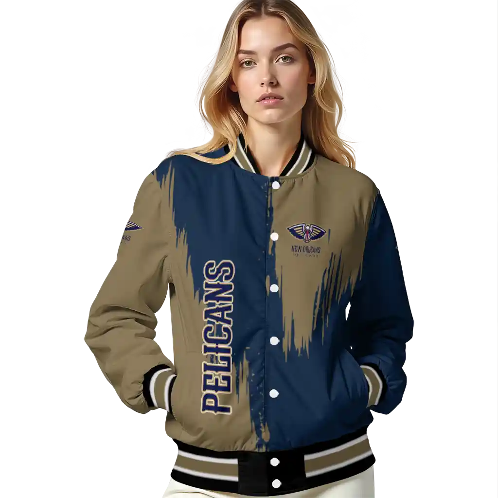 new orleans pelicans urban mark navy varsity jacket latest model new orleans pelicans urban mark navy varsity jacket latest model
