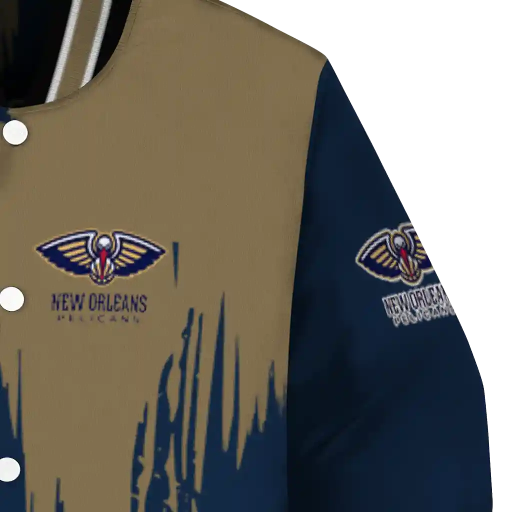 new orleans pelicans urban mark navy varsity jacket premium grade new orleans pelicans urban mark navy varsity jacket premium grade
