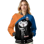 new york islanders edgy mask blue black varsity jacket best selling