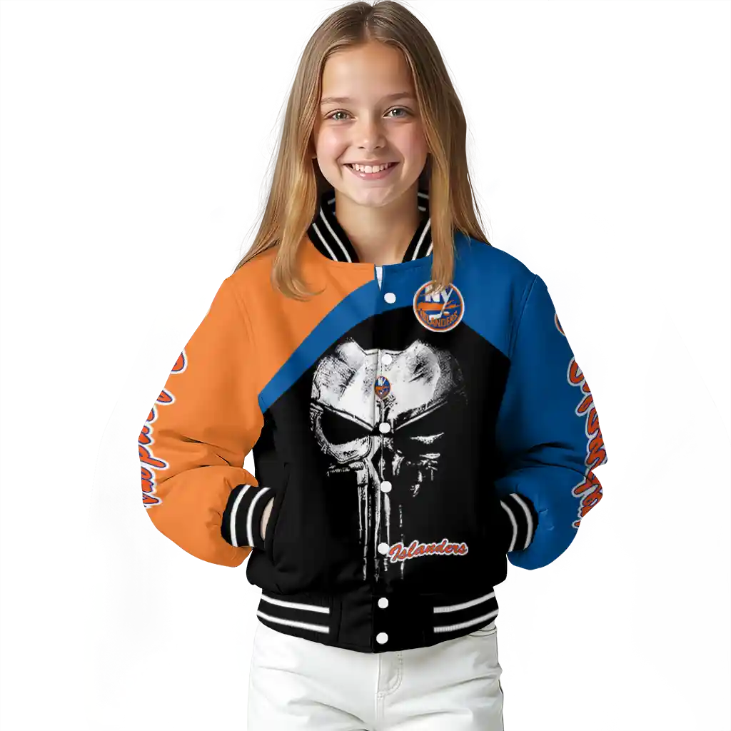 new york islanders edgy mask blue black varsity jacket top rated new york islanders edgy mask blue black varsity jacket top rated