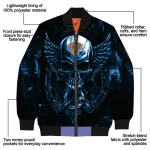 new york knicks skull bite blue black bomber jacket best selling