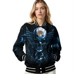 new york knicks skull bite blue black varsity jacket best selling