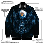 new york knicks skull bite blue black varsity jacket best selling