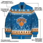 new york knicks snowy pines blue varsity jacket best selling