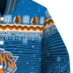 new york knicks snowy pines blue varsity jacket best selling