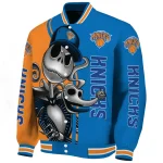new york knicks spooky grin blue varsity jacket best selling