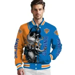new york knicks spooky grin blue varsity jacket best selling
