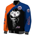 new york mets edgy mask blue black varsity jacket best selling