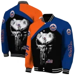 new york mets edgy mask blue black varsity jacket best selling