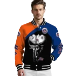 new york mets edgy mask blue black varsity jacket best selling