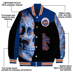 new york mets fire skull blue black varsity jacket best selling
