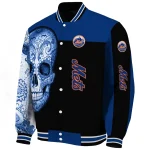 new york mets intricate skull blue black varsity jacket best selling