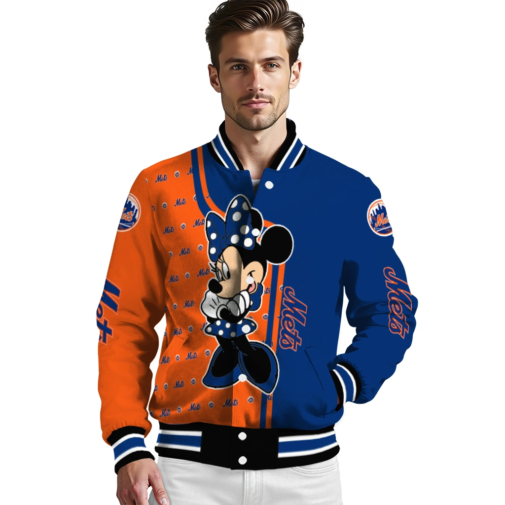 new york mets minnie mouse blue varsity jacket high quality new york mets minnie mouse blue varsity jacket high quality