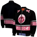 new york mets pink ribbon black pink bomber jacket best selling