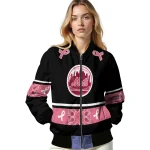 new york mets pink ribbon black pink bomber jacket best selling