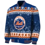 new york mets snowy pines blue varsity jacket best selling