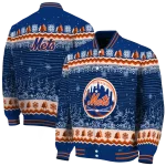 new york mets snowy pines blue varsity jacket best selling