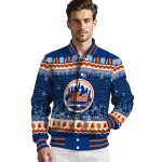 new york mets snowy pines blue varsity jacket best selling