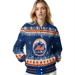 new york mets snowy pines blue varsity jacket best selling