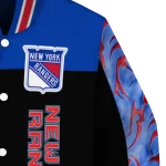 new york rangers fire skull blue black varsity jacket best selling