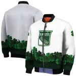 new york rangers lucky clovers white green bomber jacket best selling
