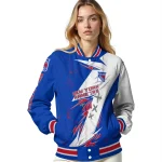 new york rangers ripped bolt blue white varsity jacket best selling