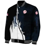 new york yankees grunge cut design navy black varsity jacket best selling