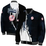 new york yankees grunge cut design navy black varsity jacket best selling