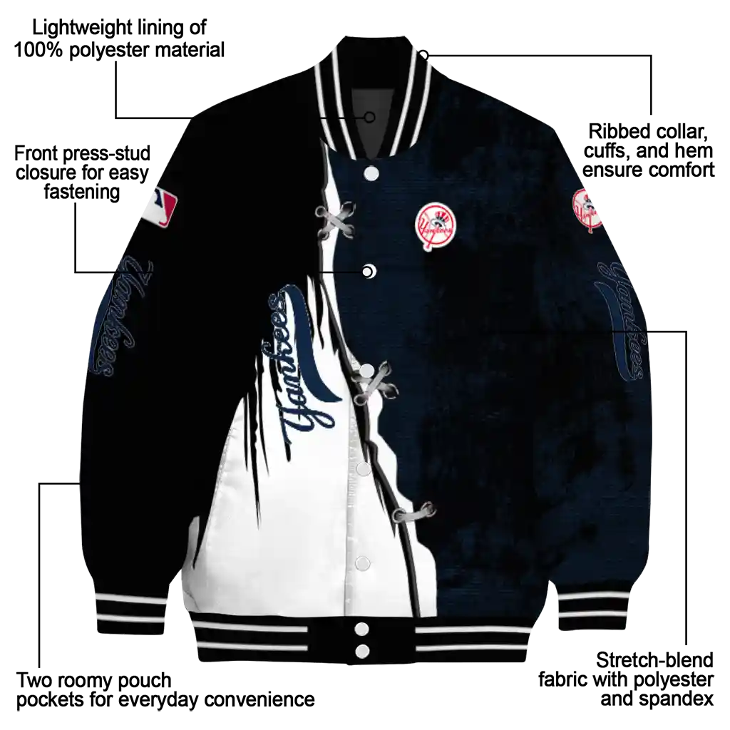 new york yankees grunge cut design navy black varsity jacket new arrival new york yankees grunge cut design navy black varsity jacket new arrival