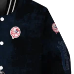 new york yankees grunge cut design navy black varsity jacket best selling