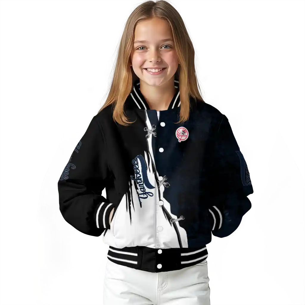 new york yankees grunge cut design navy black varsity jacket top rated new york yankees grunge cut design navy black varsity jacket top rated