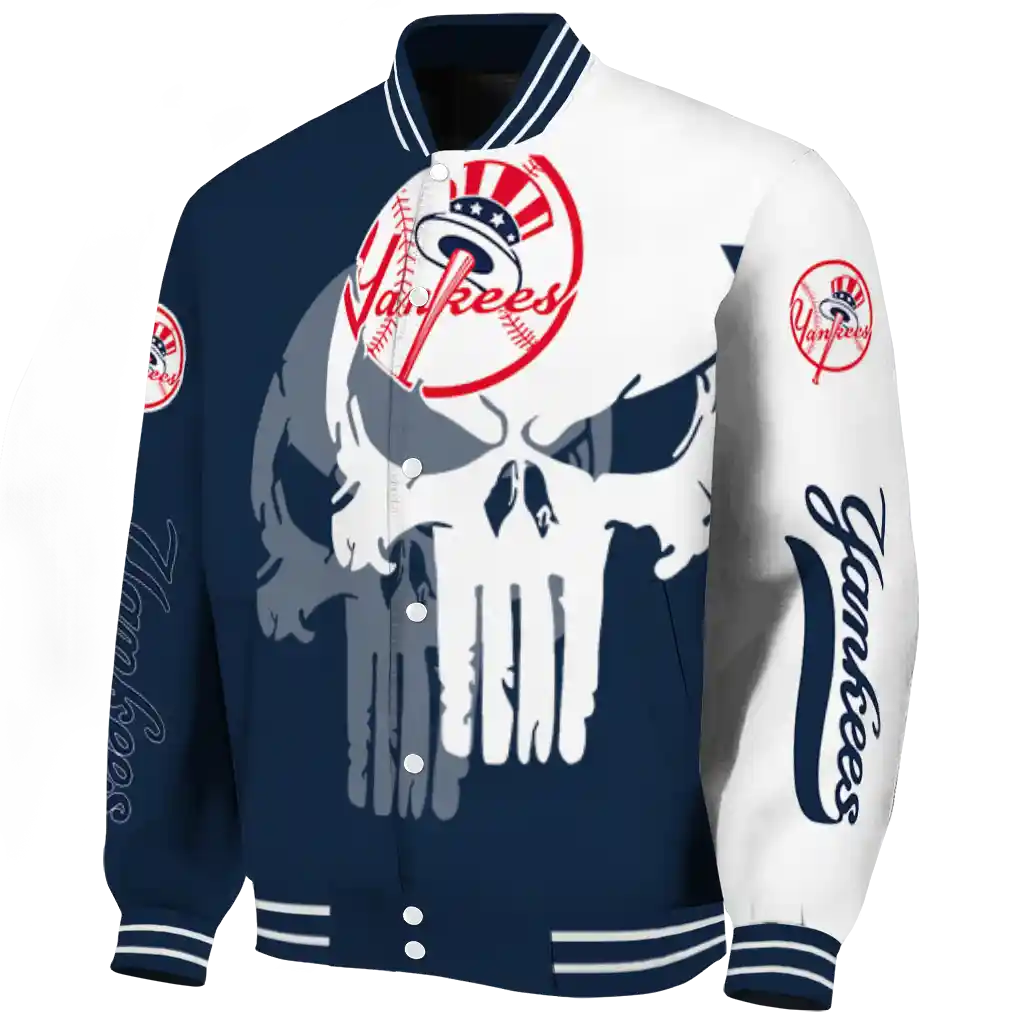 new york yankees skull outline navy white varsity jacket best selling new york yankees skull outline navy white varsity jacket best selling