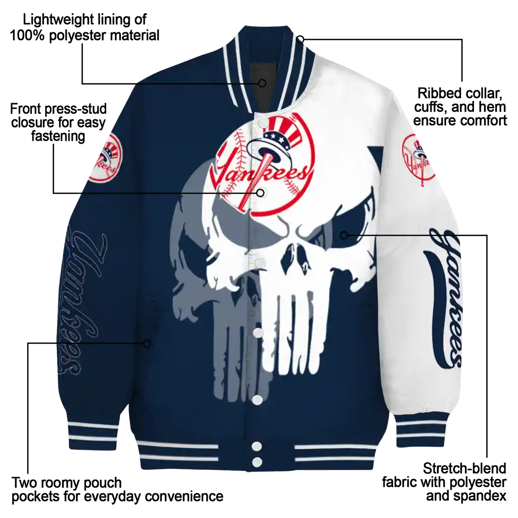 new york yankees skull outline navy white varsity jacket new arrival new york yankees skull outline navy white varsity jacket new arrival