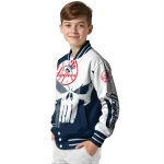 new york yankees skull outline navy white varsity jacket best selling