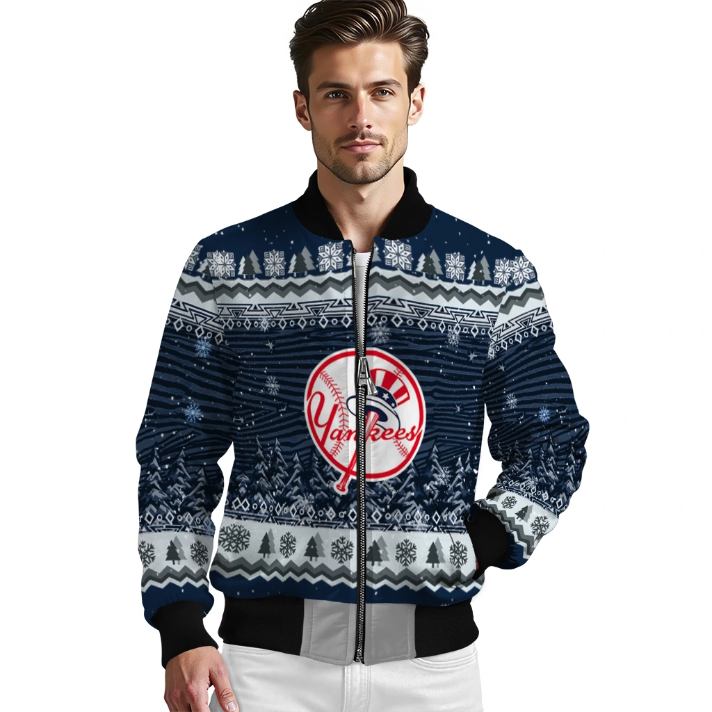 new york yankees snowy pines navy bomber jacket high quality new york yankees snowy pines navy bomber jacket high quality